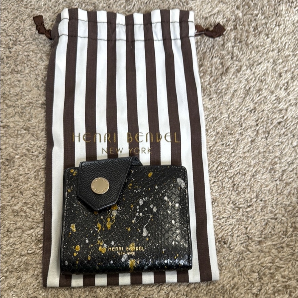 Henri Bendel Black and Gold Studded Wallet